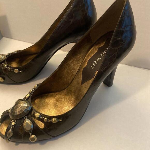 Nine West green embellished heels 7.5 - Picture 4 of 6